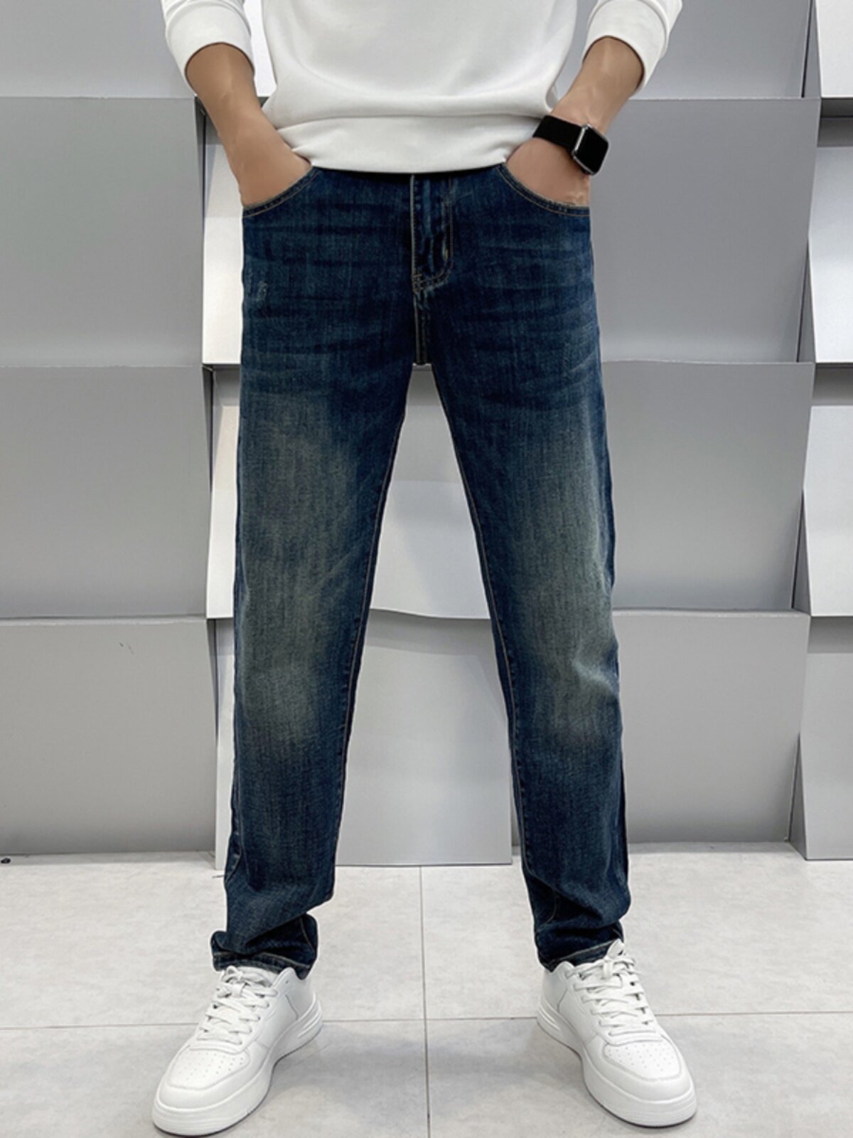 2024 BLUE JEANS MENS FASHION FALL|WINTER SLIM STRAIGHT CASUAL TREND VERSATILE NEW MENS TROUSERS