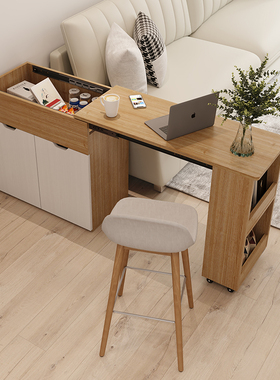 林业世家实木沙发边柜岩板侧边几北欧小户型客厅角几可移动窄边桌