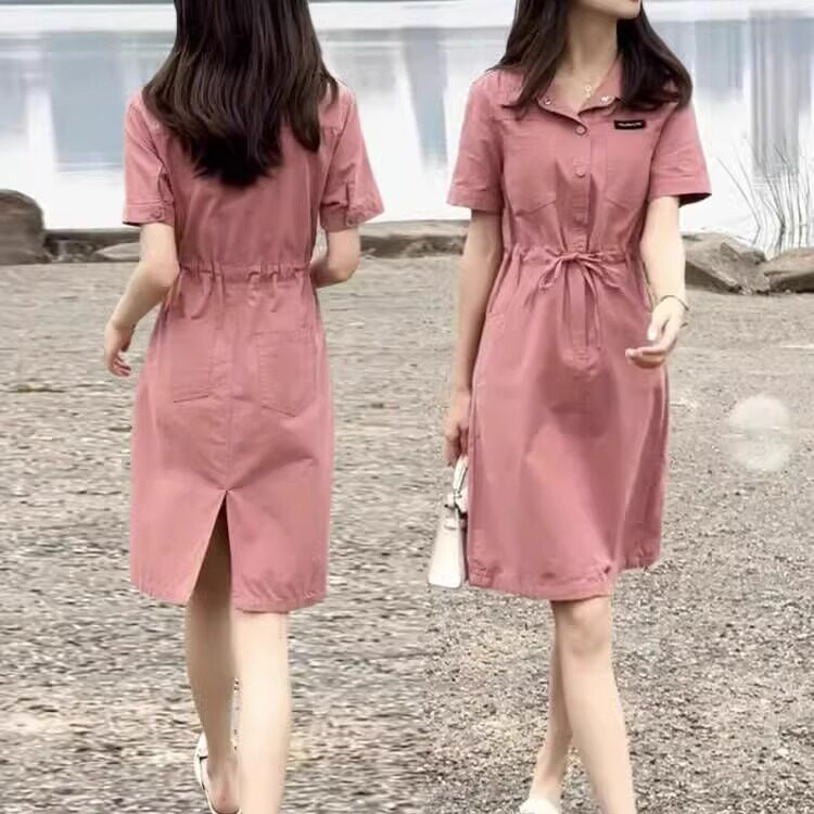 工装连衣裙2025新款女夏季高端气质法式时尚显瘦宽松短袖t恤裙子