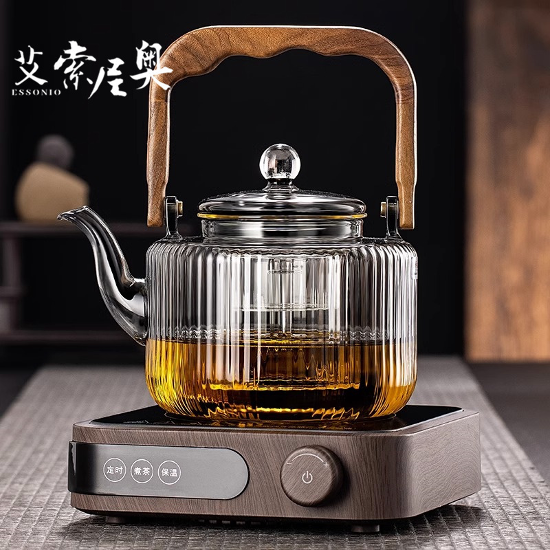 ESSONIO 大容量玻璃烧水煮茶器电陶炉蒸煮养生壶功夫茶具家用套装