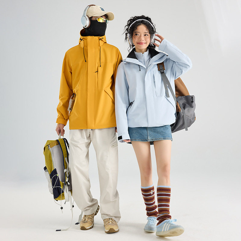 2026新款秋冬季户外冲锋衣加绒保暖连帽三合一外套徒步登山服厚