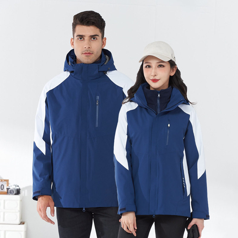 2026新款户外冲锋衣男女三合一可拆卸两件套秋冬加绒工作服外套