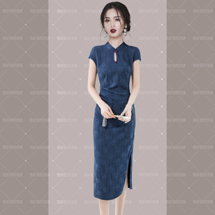 国风改良旗袍连衣裙女夏季 RIERA新中式 设计感小众复古提花收腰显