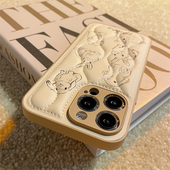 13pro可爱女款 加尔 羽绒服手绘线条兔子适用苹果16promax手机壳iphone15新款 14pro创意12防摔11硅胶保护壳