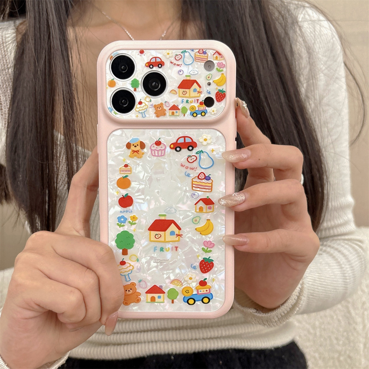 加尔 贝壳纹可爱房屋围边汽车小狗适用苹果17ProMax手机壳iphone15新款16pro女款17创意15pro防摔17pro保护套