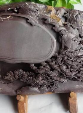 手工孤品端砚砚台文房四宝 老水麻子坑故乡山水砚 35cmx17cmx7cm