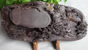 手工孤品端砚砚台文房四宝 老水麻子坑故乡山水砚 35cmx17cmx7cm