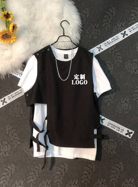 定制logo发型师马甲宽松潮流摄影婚纱工作服来图印字叠穿背心外套