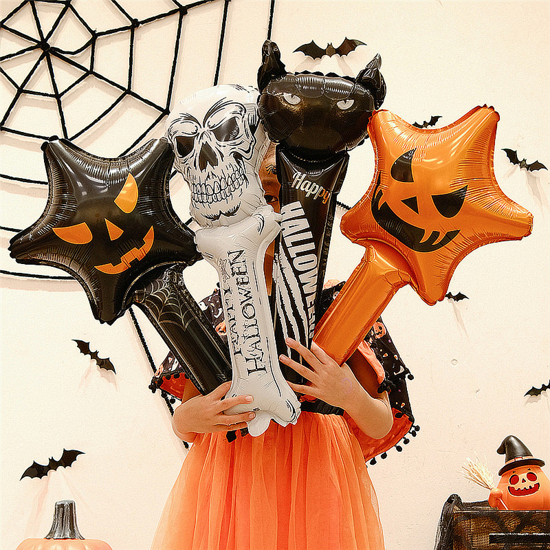 万圣节手持棒铝膜气球酒吧ktv南瓜表演道具打击棒儿童礼物幼儿园