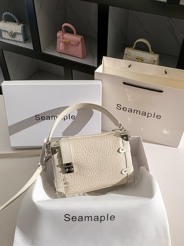 牛皮小方包时尚休闲手提包盒子包