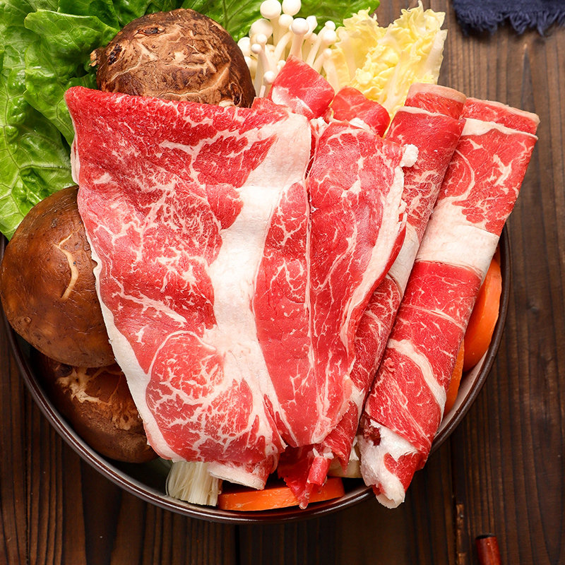 雪花牛肉卷谷饲肥牛卷寿喜锅200g*3盒原切安格斯火锅食材配菜包邮