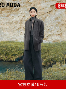 Vero Moda毛呢大衣2025冬季新款含绵羊毛系带双面呢外套32546T002