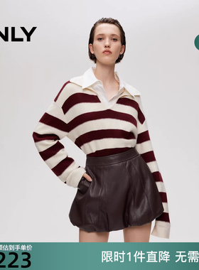 ONLY2025冬新款时髦显瘦立体A字花苞PU短裙半身裙女|12546S005