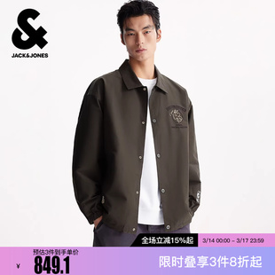 杰克琼斯NBA凯尔特人队联名冬季胸口刺绣宽松翻领外套夹克男装