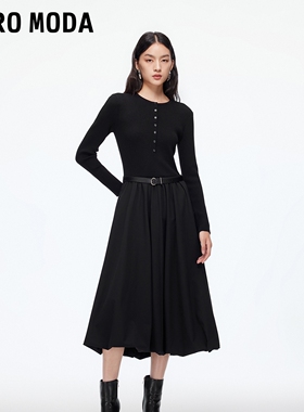 Vero Moda连衣裙2025秋冬新款含绵羊毛再生纤维素中长裙32547D021