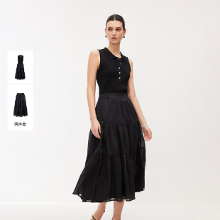 126107066 气质针织两件套长裙纯色设计连衣裙女 ONLY2026春季 新款