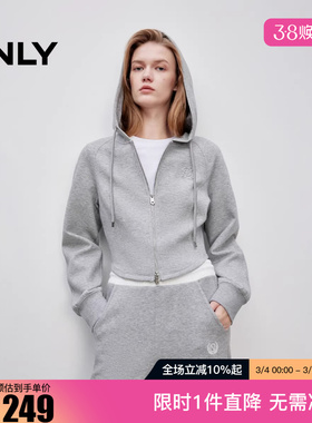 ONLY2025冬新款舒适显瘦修身连帽插肩短款长袖卫衣女|12549R015