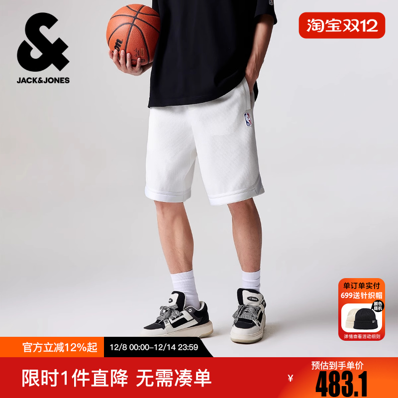 杰克琼斯男装冬新款NBA联名湖人队潮流宽松运动风短裤五分裤