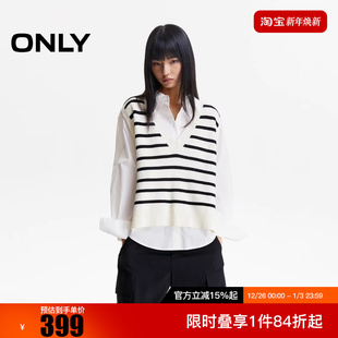 女 拼接两件套设计针织衫 1253K6002 学院风衬衫 ONLY2025冬新款