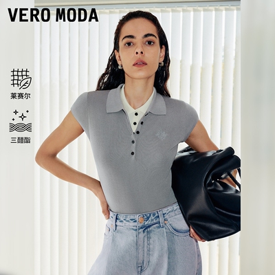 Vero Moda针织衫2025冬新款含莱赛尔纽扣翻领针织上衣325345023