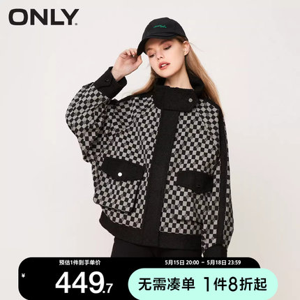 [新]绫致ONLY2023早秋新款时尚潮流休闲满印落肩风衣外套上衣女