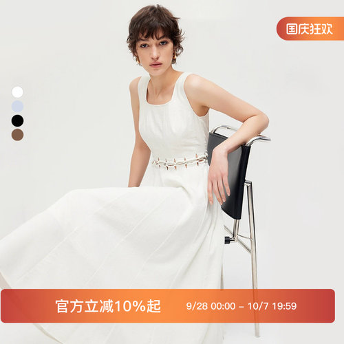 绫致ONLY2026春季新款腰部镂空小方领大体量A字裙连衣裙女