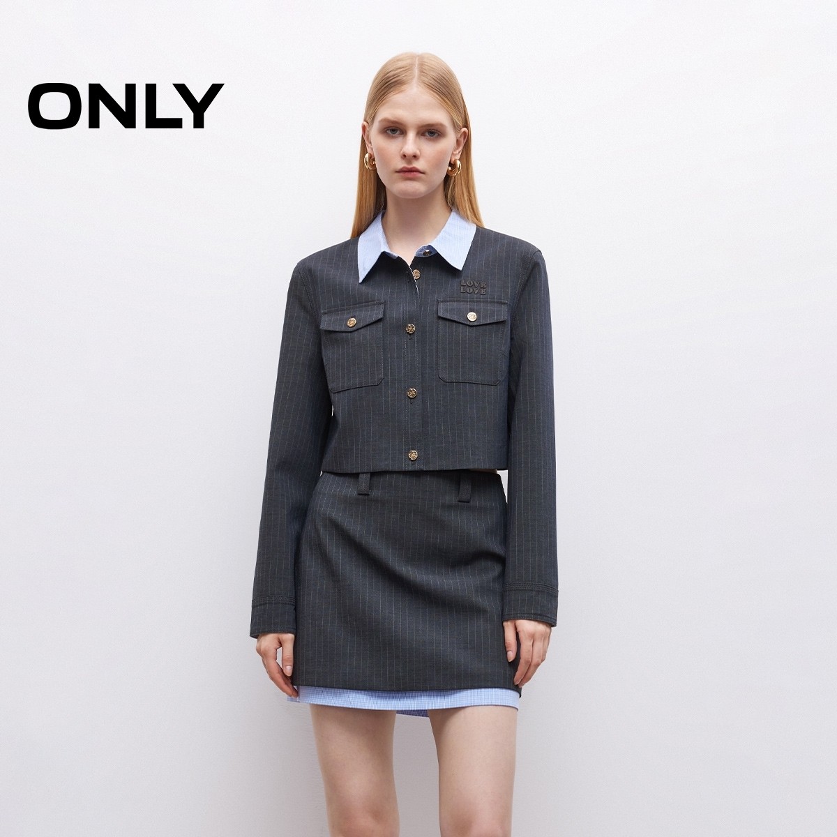 ONLY2025夏季新款质感利落撞色拼接正肩直筒短款外套女|125436013,女装/女士精品,短外套,淘宝优惠券,粉丝福利购,淘宝优惠卷