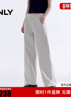 ONLY2025冬新款弹力腰头高腰宽松长裤直筒裤休闲裤女|12531D008