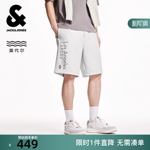 湖人队植绒字母图案休闲百搭短裤 冬新款 NBA联名款 杰克琼斯男装