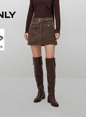 ONLY2025秋季新款挺阔皮革面料A字皮裙短裙半身裙女|12619M003