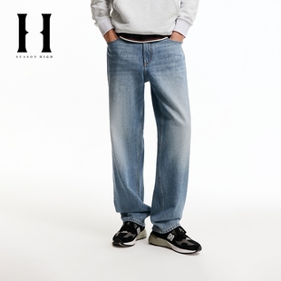新款 春季 时尚 猫须水洗直筒牛仔裤 子 SEASON 长裤 HIGH男装