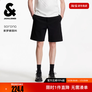 舒适百搭日常休闲宽松质感刺绣裤 短裤 子 男装 杰克琼斯冬新款