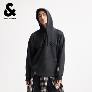 杰克琼斯NBA联名款洛杉矶队男装冬季新款连帽抽绳字母宽松卫衣