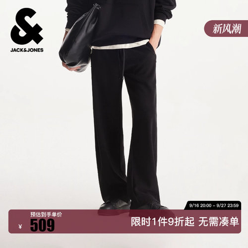 绫致杰克琼斯男装春季休闲裤长裤子刺绣logo简约休闲抽绳松紧腰头