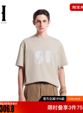 SEASON HIGE冬季宽松舒适潮时尚出街简约文艺立体胶印短袖T恤男装