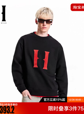 SEASON HIGE冬季宽松纯棉舒适潮流时尚立体植绒字母简约卫衣男装