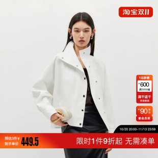 绫致Vero Moda短外套女2026新款侧插兜按扣落肩蝙蝠袖上衣