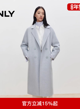 ONLY2025冬新款含绵羊毛双面呢外套中长款毛呢大衣女|12536U021
