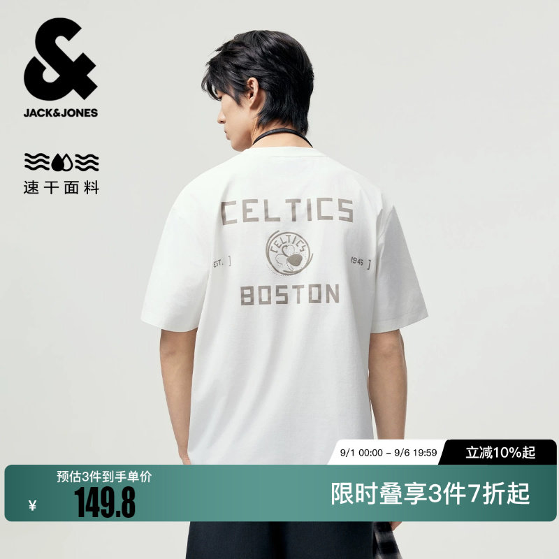 绫致【速干】杰克琼斯NBA联名款凯尔特人队男装T恤短袖圆领宽松图片