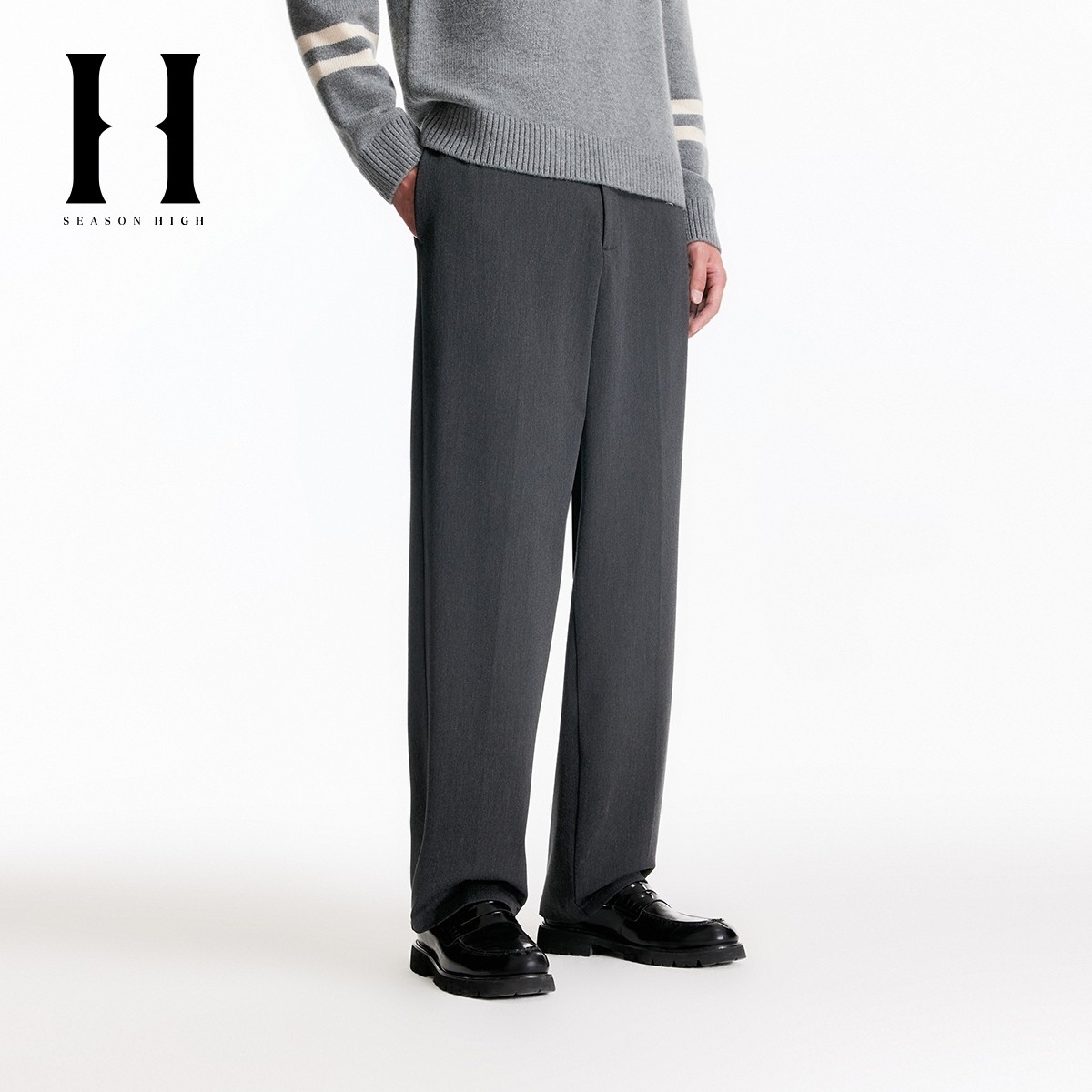SEASON HIGH男装秋季休闲裤宽松口袋纯色纽扣腰头通勤百搭风长裤,男装,休闲裤,淘宝优惠券,粉丝福利购,淘宝优惠卷