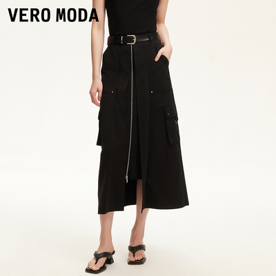 Vero Moda半身裙2026春季新款工装风铆钉腰带装饰A字裙32611G001
