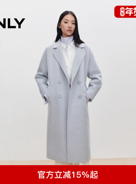 ONLY2025秋季新款含绵羊毛双面呢外套中长款毛呢大衣女|12546U005