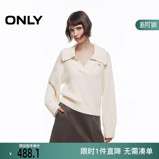 女 都市休闲舒适大翻领毛衣针织衫 125413050 新款 ONLY2025冬季