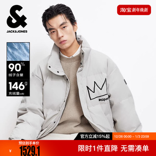 杰克琼斯秋冬季 羽绒服立领摁扣BSQ联名背后字母刺绣舒适潮 男装