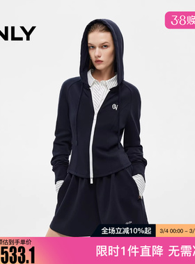 ONLY2025冬新款活力撞色双向拉链连帽长袖运动卫衣女|12549R014