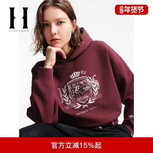 SEASON HIGH秋冬NFL联名巴尔的摩乌鸦队时尚舒适保暖连帽卫衣女装