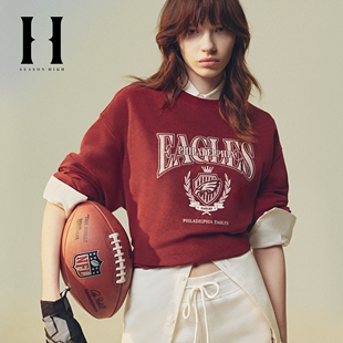 SEASON NFL联名精致刺绣舒适时尚 出街休闲风圆领卫衣女装 HIGH冬季