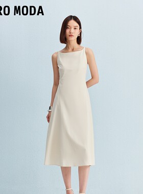 Vero Moda连衣裙2025冬新款一字领收腰中长裙通勤百搭32537A014