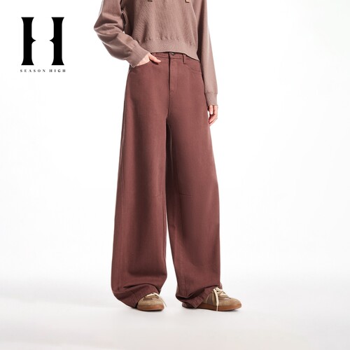 绫致SEASON HIGH女装新款牛仔裤时尚水洗多色可选阔腿长裤子女士