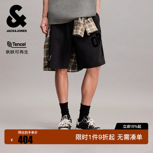 绫致杰克琼斯夏季男装短裤宽松潮舒适透气百搭字母印花休闲短裤